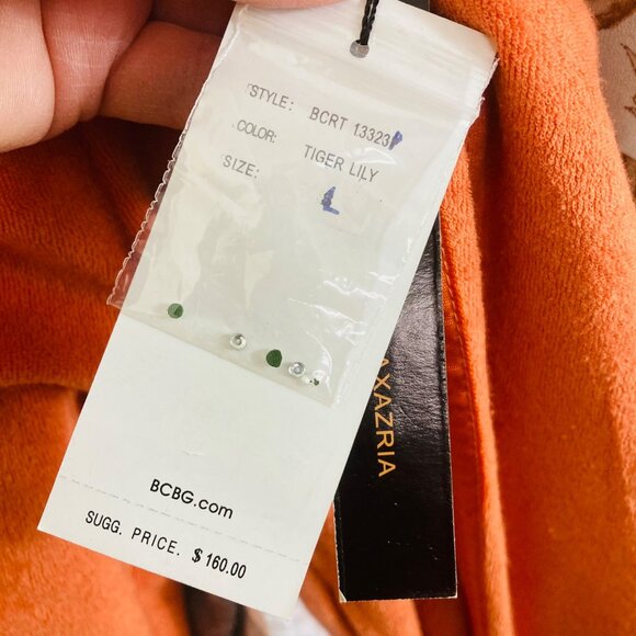 BCBGmaxazria Velour Sweatpants Women’s Small MISLABELED Orange Tiger Lily Terry - Picture 4 of 10